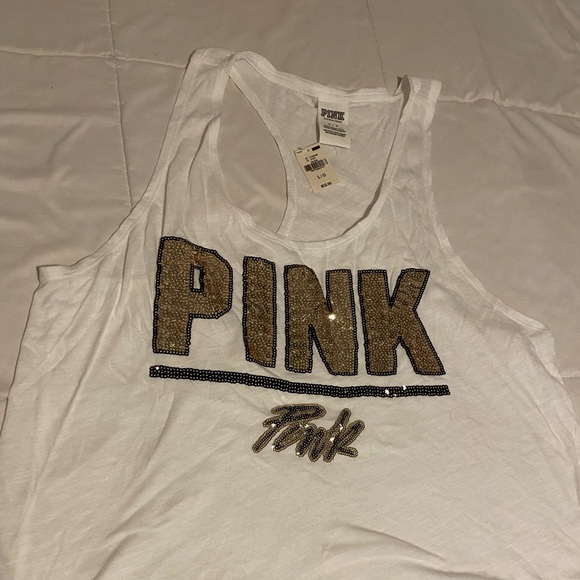 Pink victoria secret tank top. Pink VS sparkle tank top. Sequence tank top - Picture 4 of 6